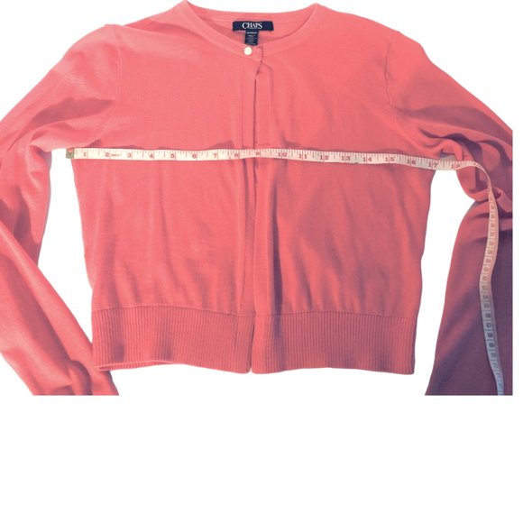 Chaps Coral Cropped Long Sleeve Cardigan-XS - Picture 5 of 6